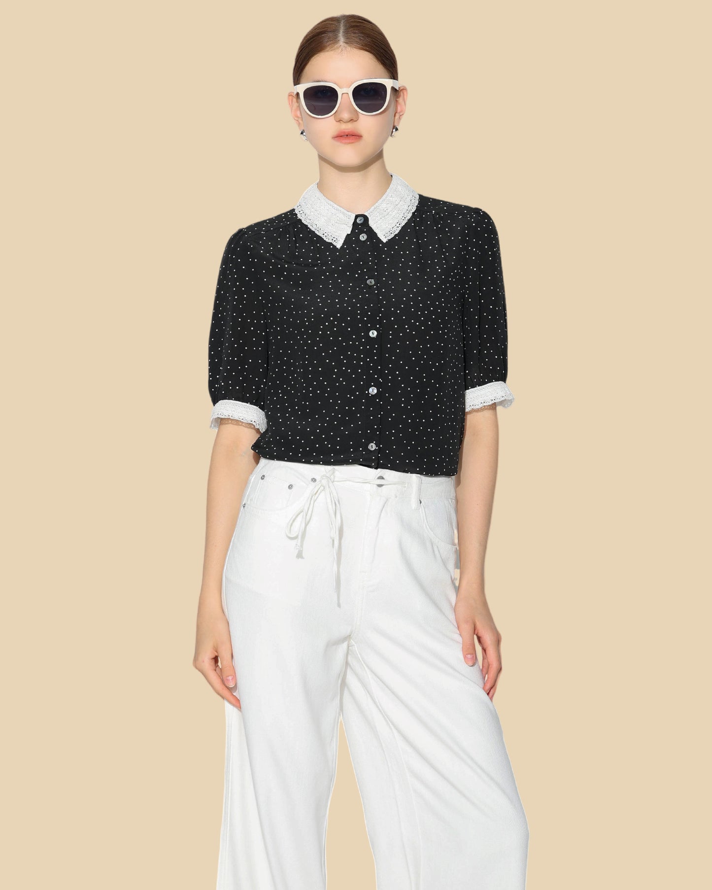 Vintage Polka-Dot Silk Blouse