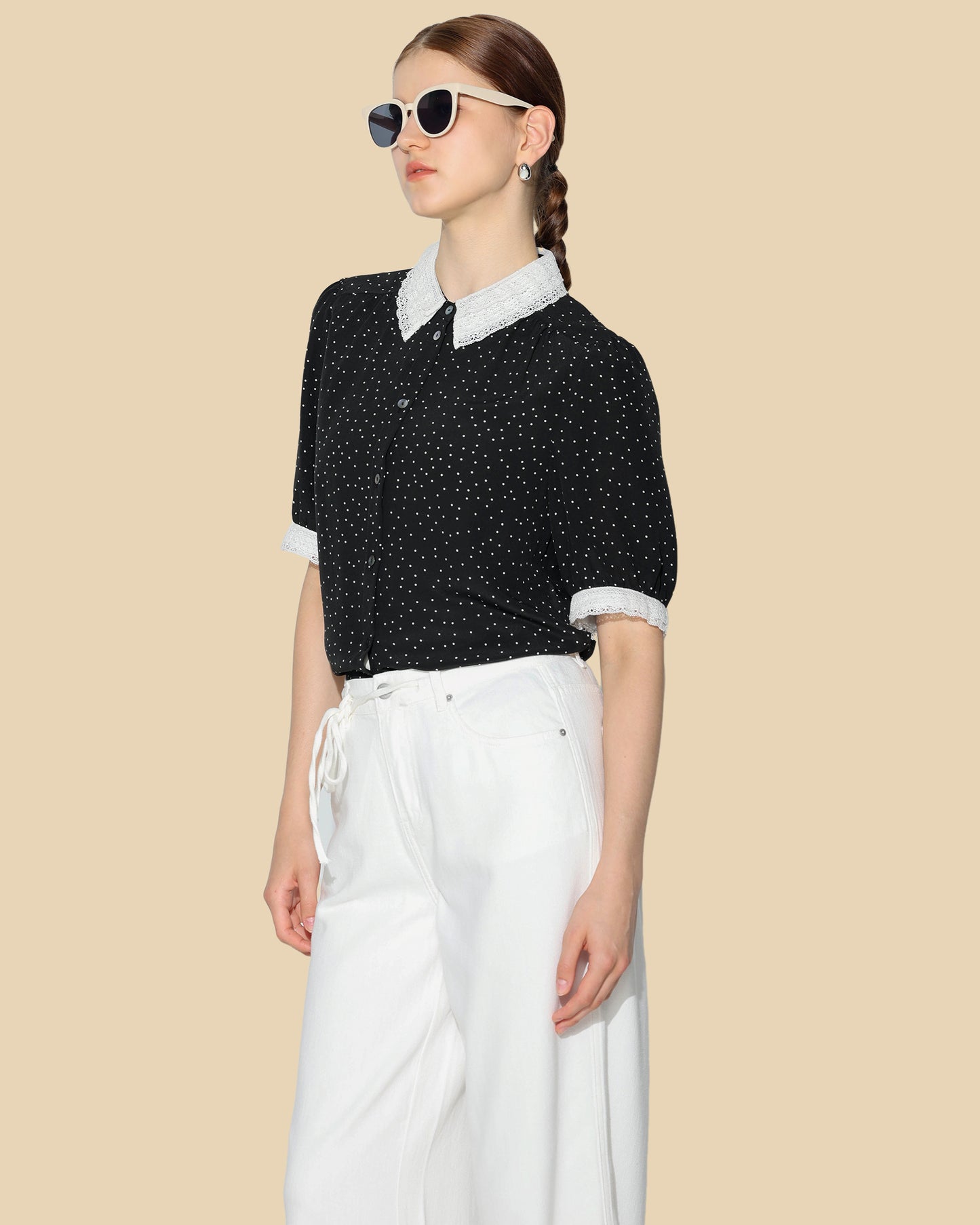 Vintage Polka-Dot Silk Blouse