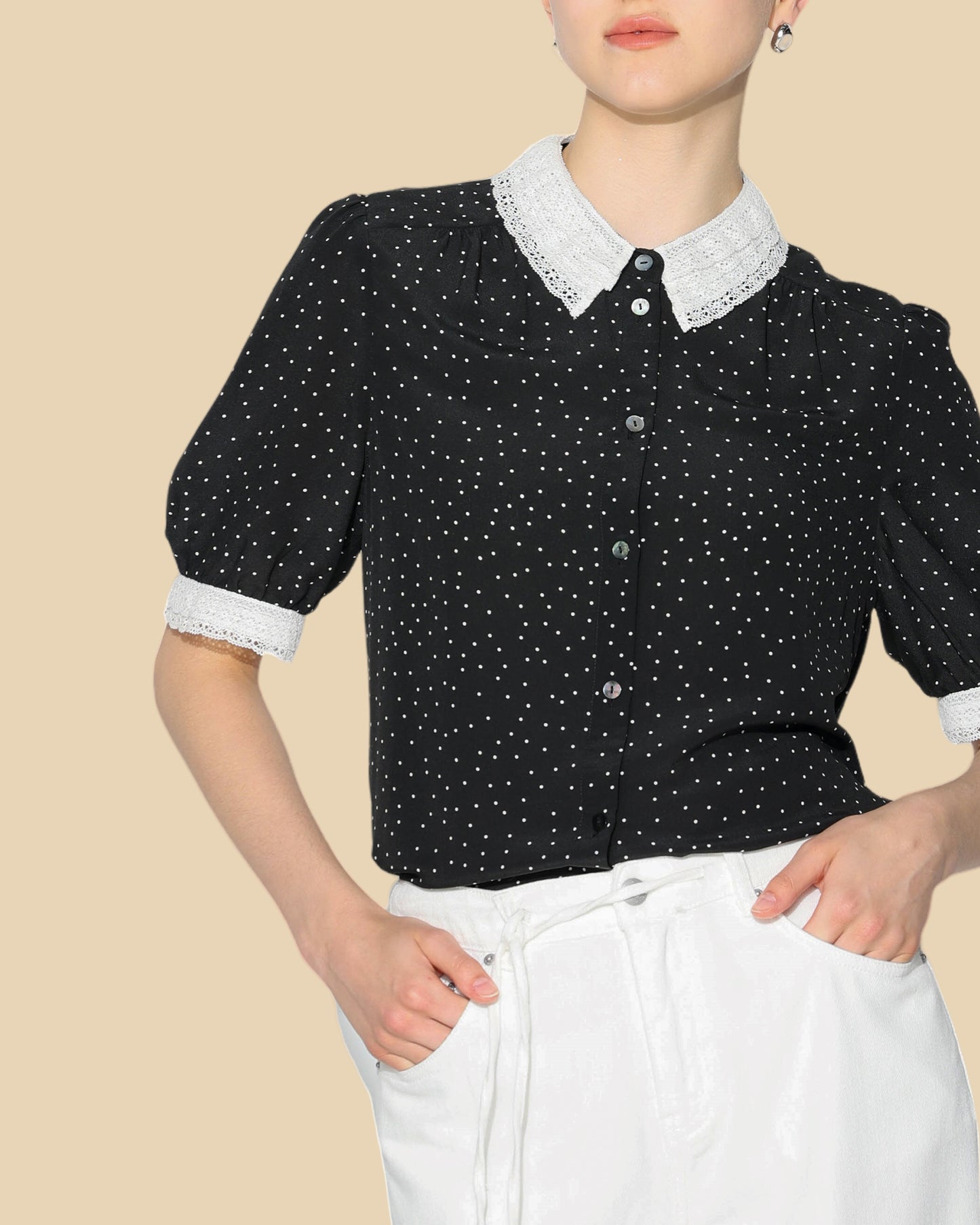 Vintage Polka-Dot Silk Blouse