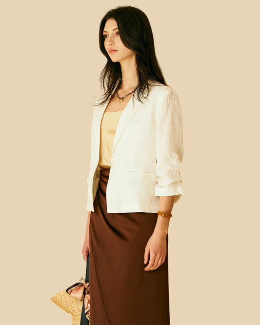 24-Momme Stretch Jacquard Silk Blend Coat