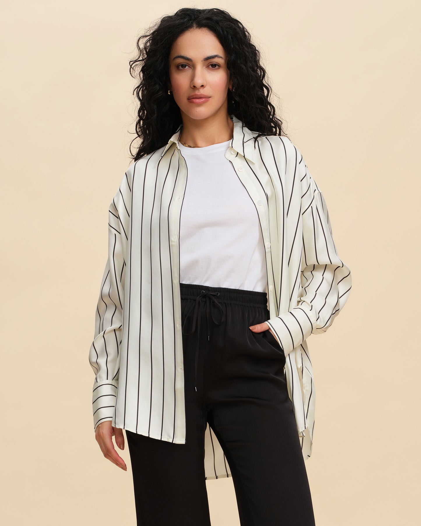 Oversized Silk Twill Shirt Jacket