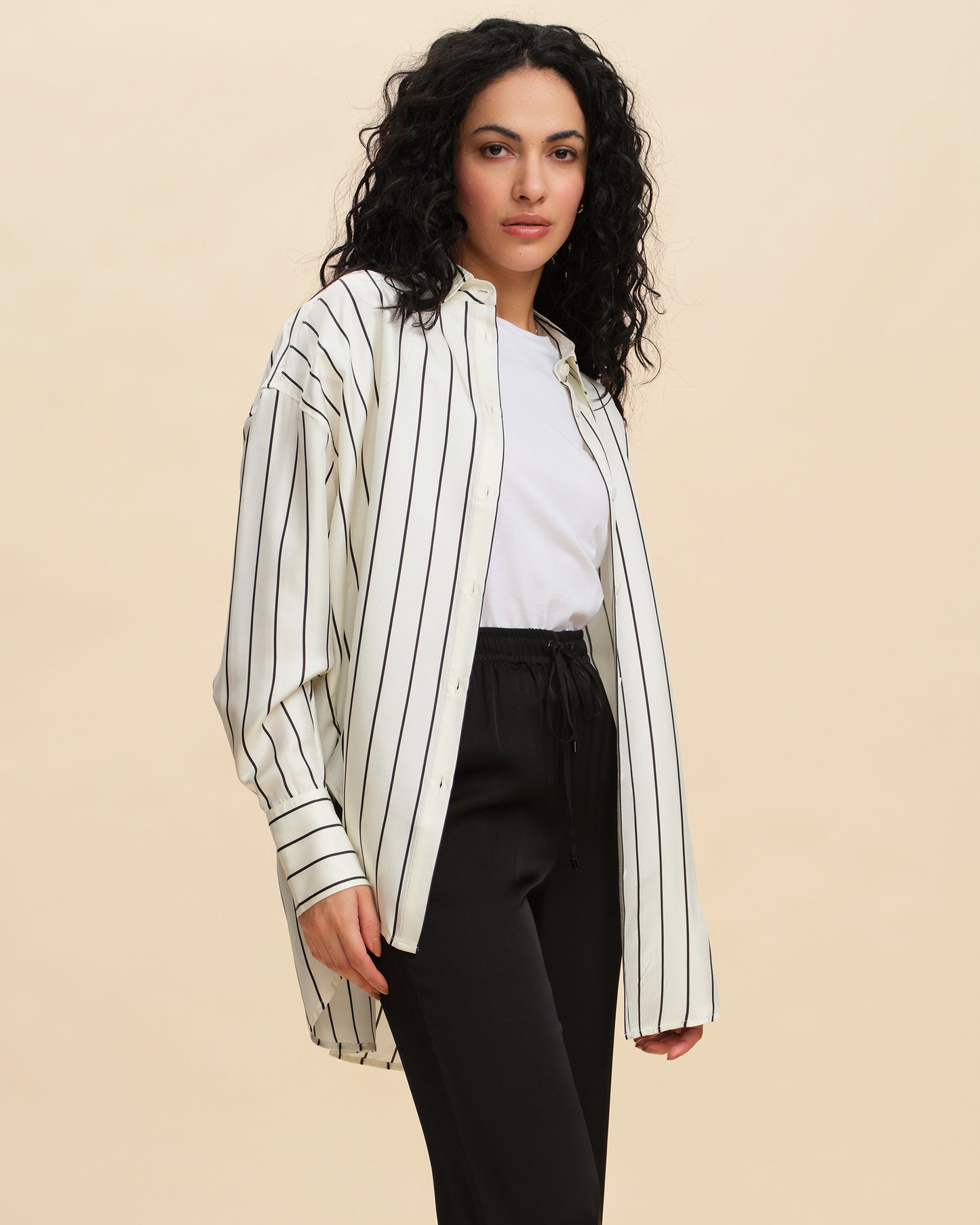 Oversized Silk Twill Shirt Jacket
