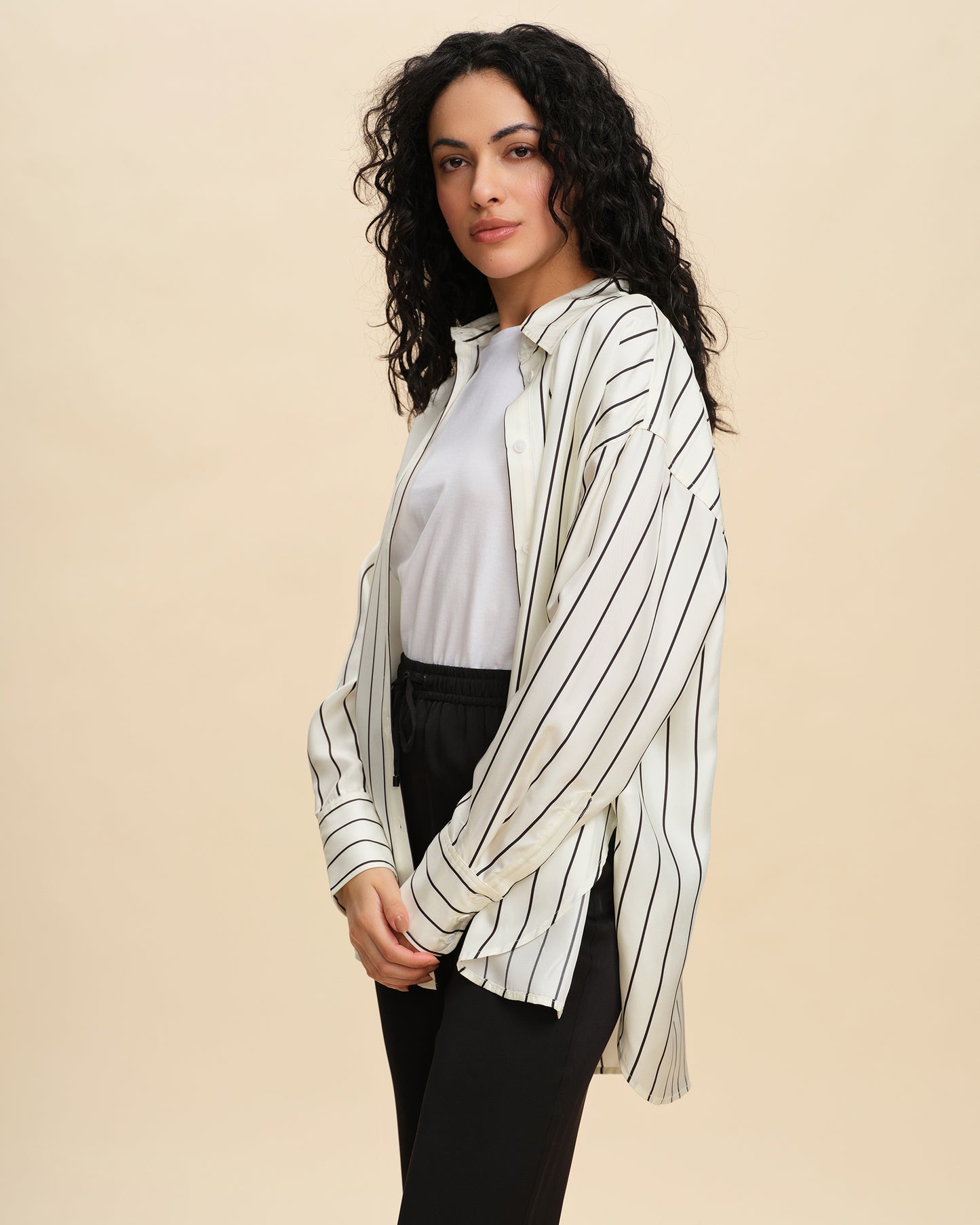 Oversized Silk Twill Shirt Jacket