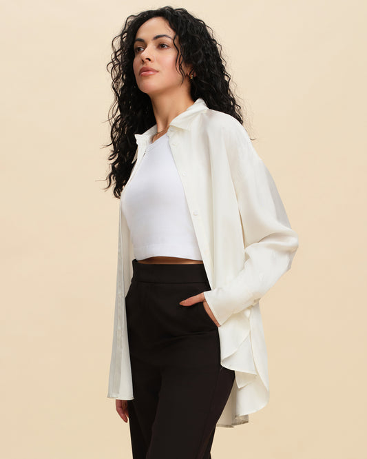 Oversized Silk Twill Shirt Jacket