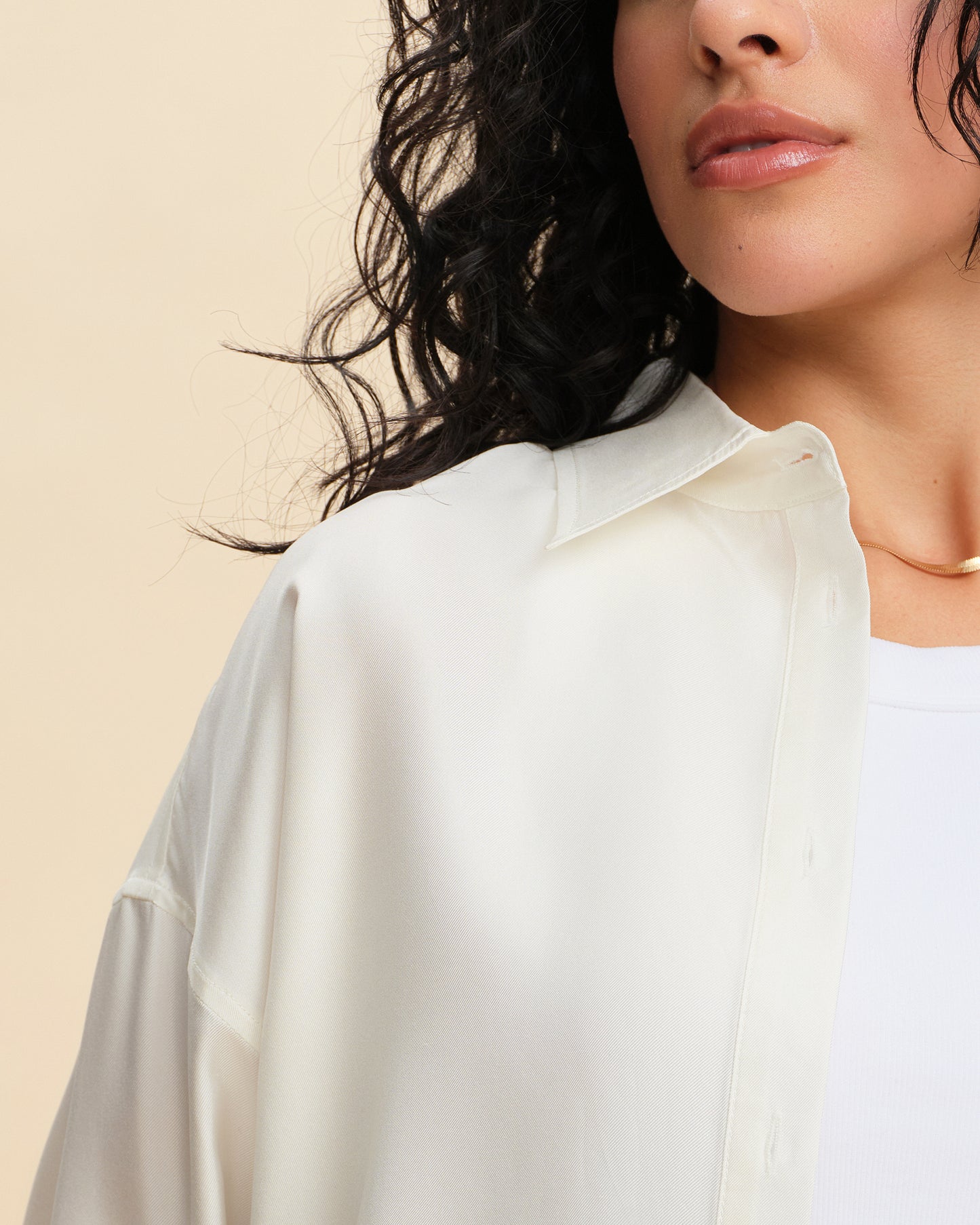 Oversized Silk Twill Shirt Jacket
