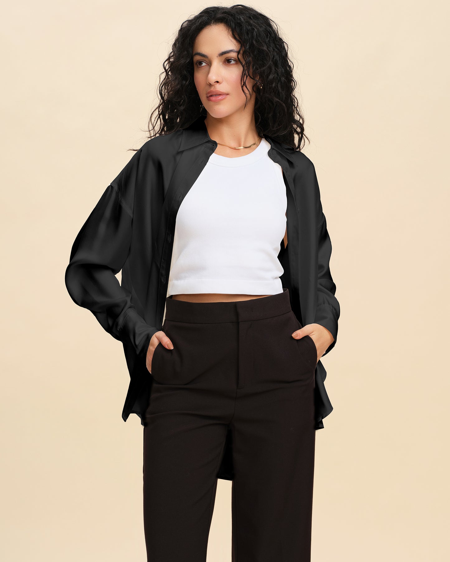 Oversized Silk Twill Shirt Jacket