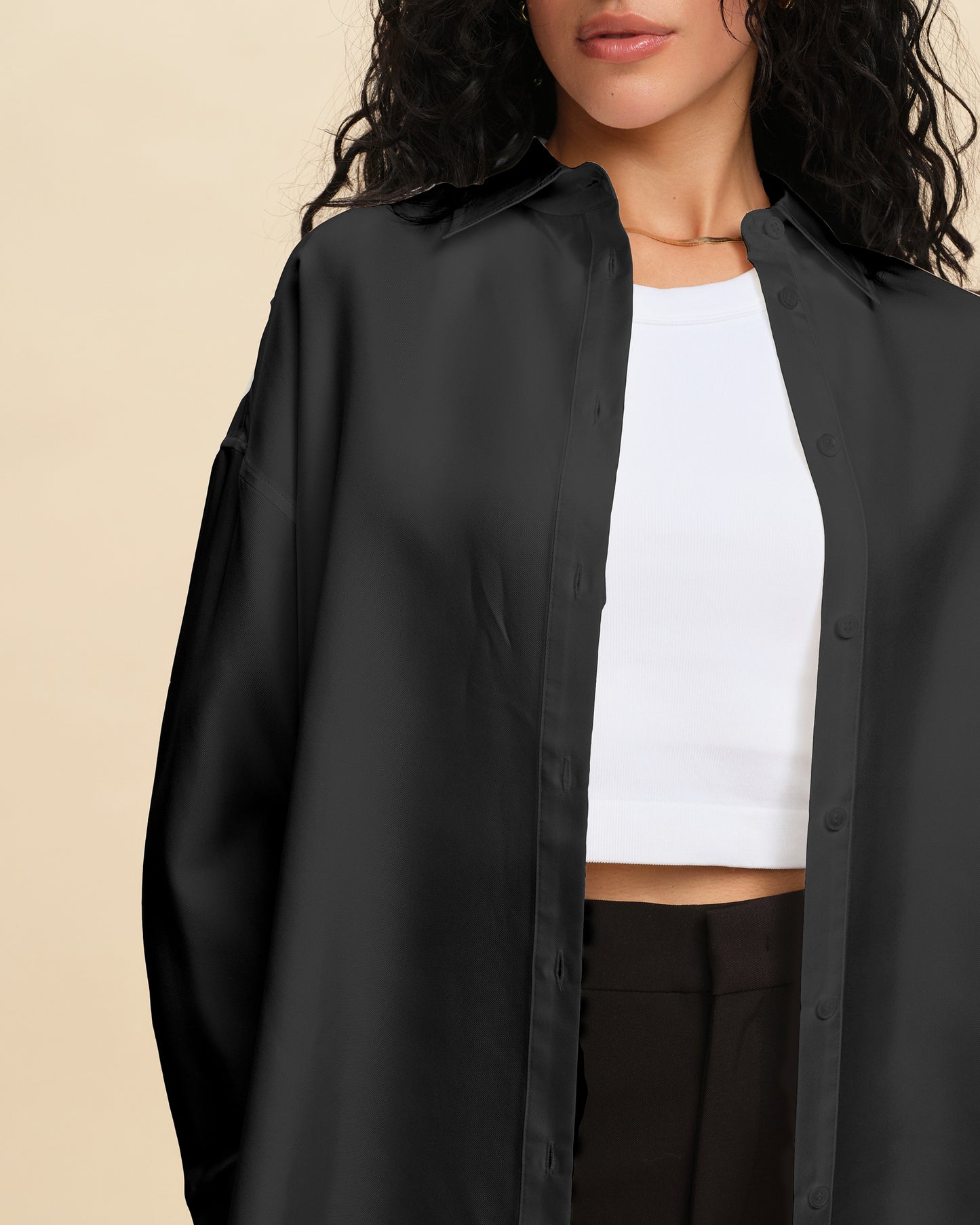 Oversized Silk Twill Shirt Jacket