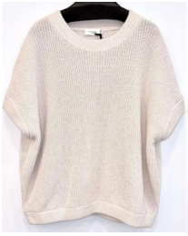 Women's cotton-linen short sleeve crew neck sweater