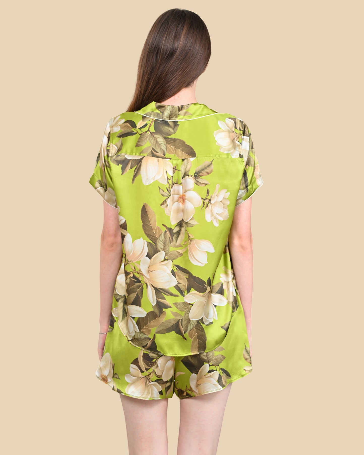 16mm Mulberry Silk Pajama Set – Botanical Green Floral