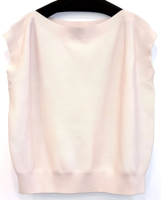 Women's Knitted Pullover in Boat Neck, Cap Sleeve