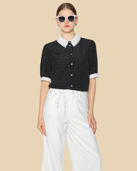 Vintage Polka-Dot Silk Blouse