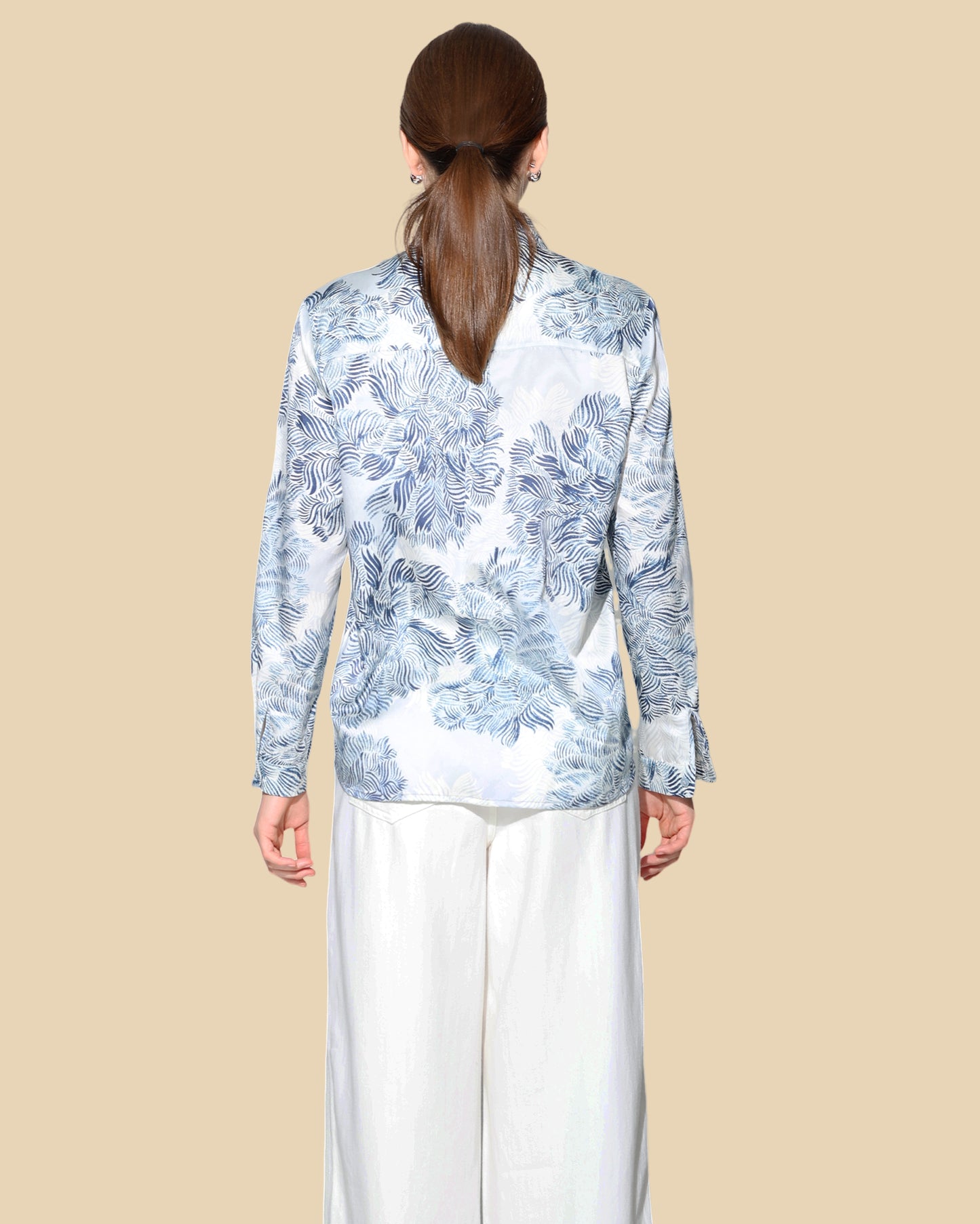 Silk-Cotton Shirt with Lake-Inspired Print