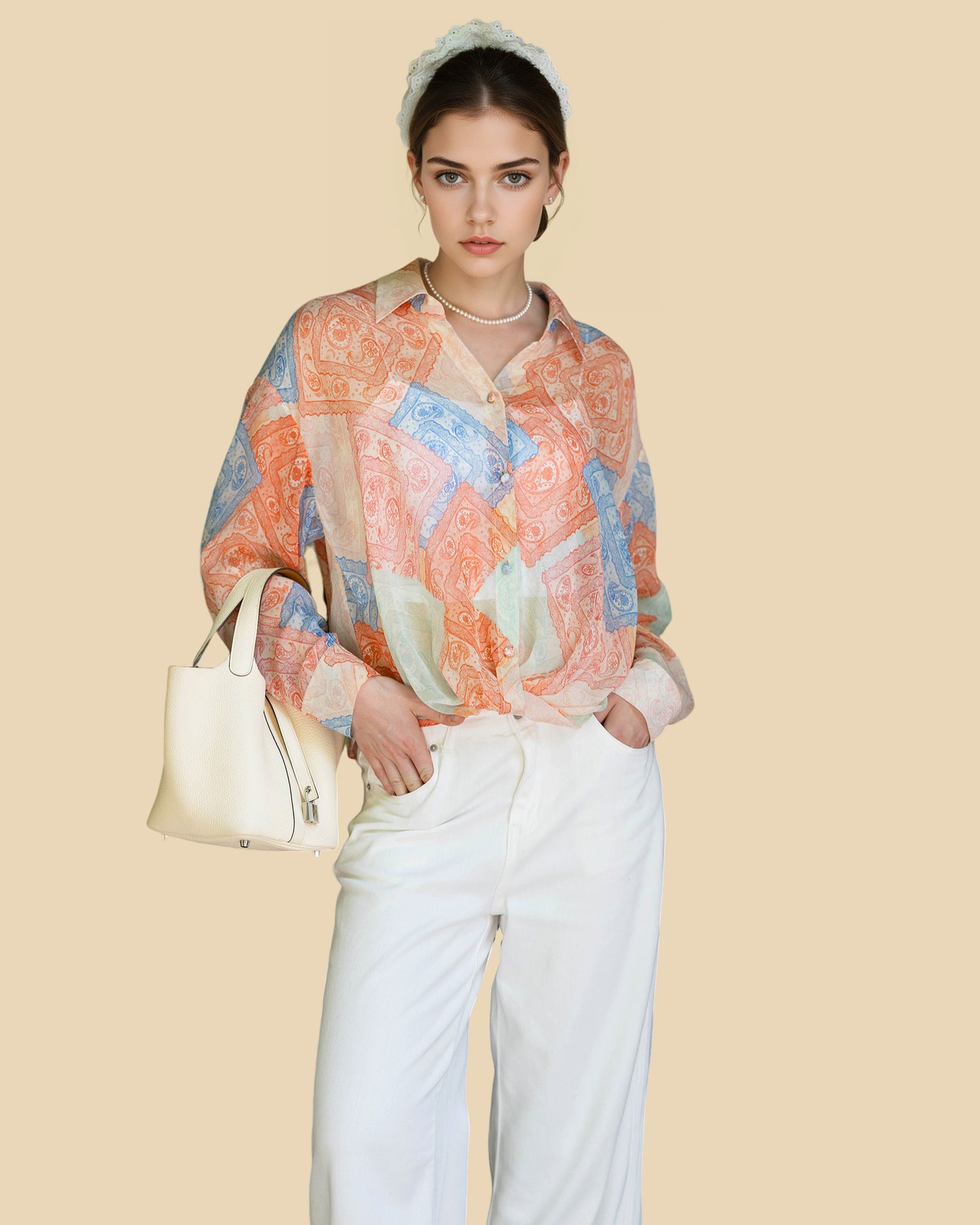 Silk Paisley Blouse with Knotted Hem