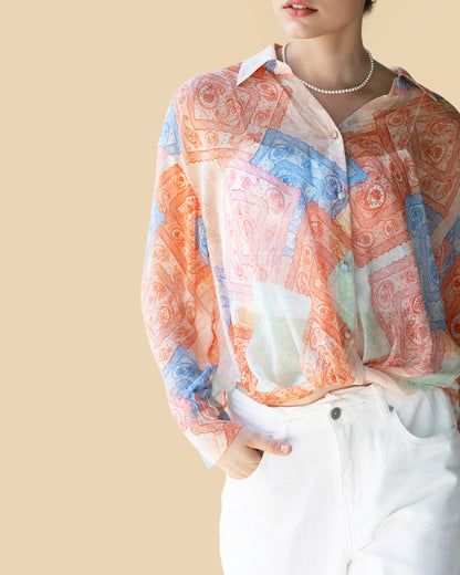 Silk Paisley Blouse with Knotted Hem