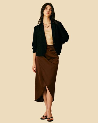 24-Momme Stretch Jacquard Silk Blend Coat