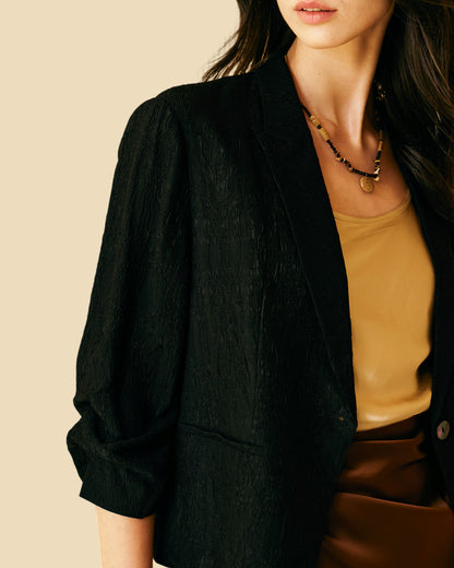 24-Momme Stretch Jacquard Silk Blend Coat