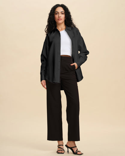 Oversized Silk Twill Shirt Jacket