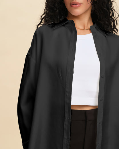 Oversized Silk Twill Shirt Jacket