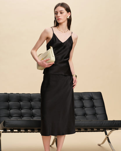 Silk Bias-Cut A-Line Skirt