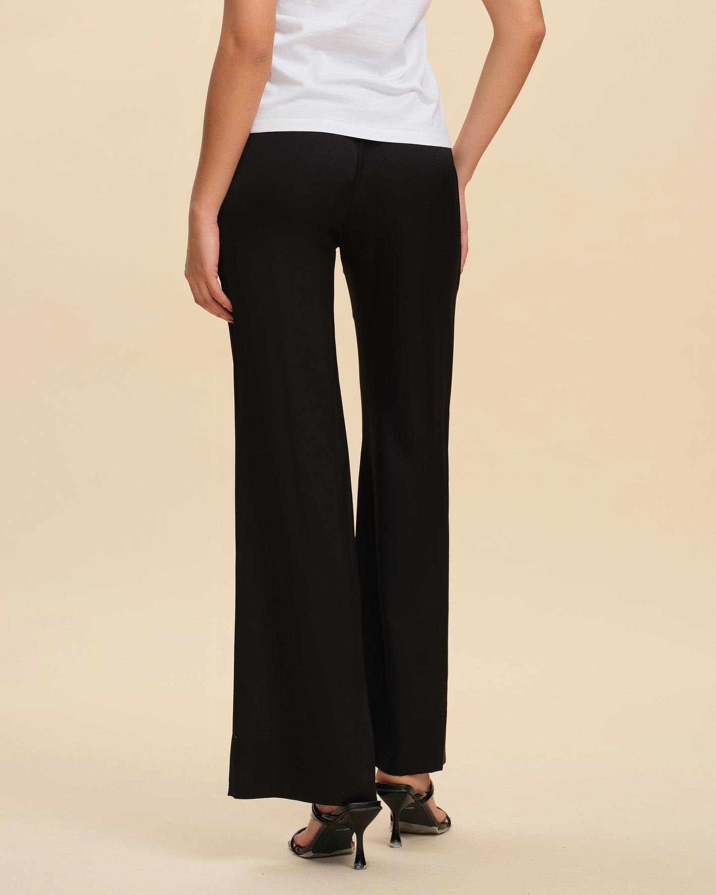 Black Silk Loose Straight Trousers