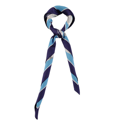 Silk scarf styled as a narrow neck scarf