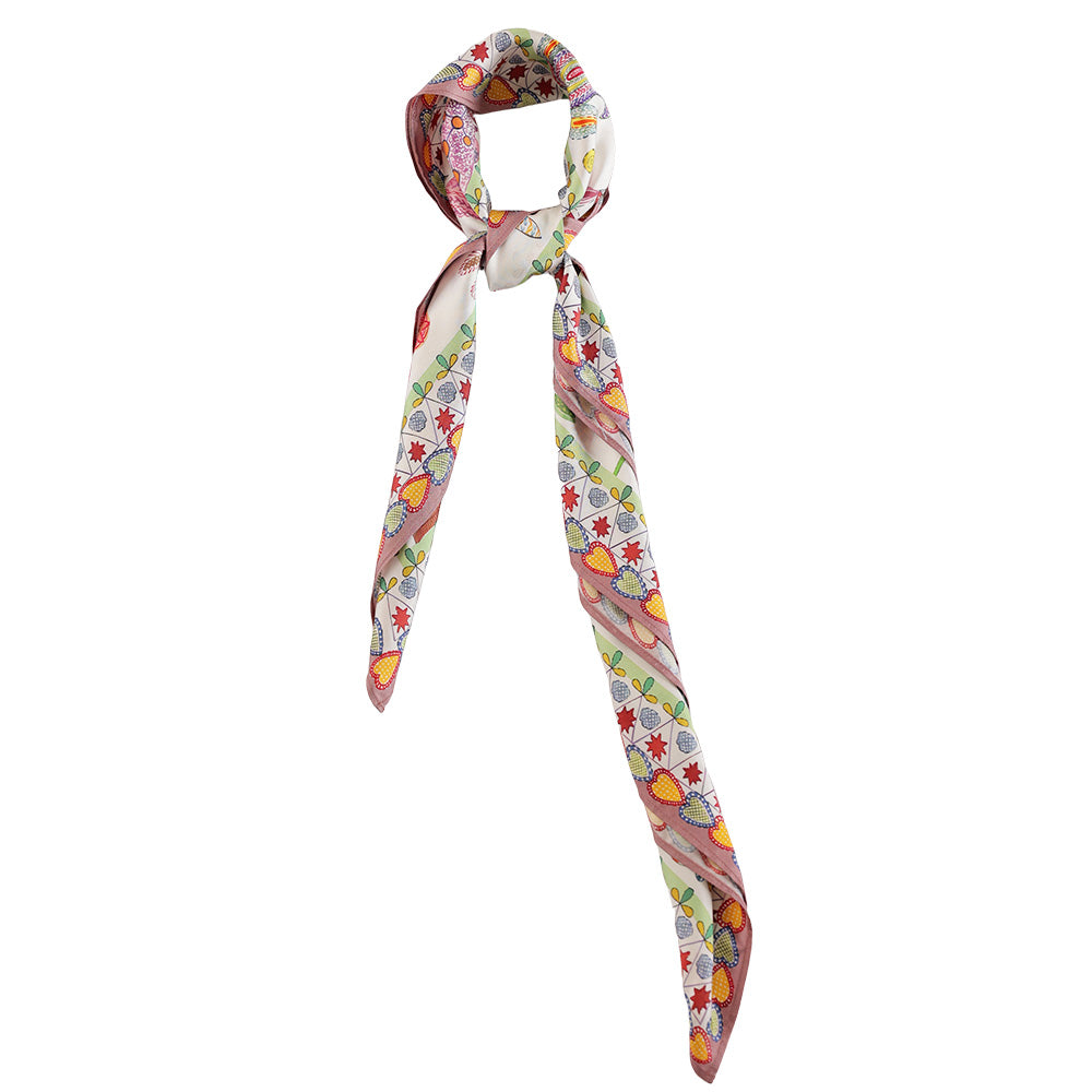 Silk scarf tied in a neckerchief style