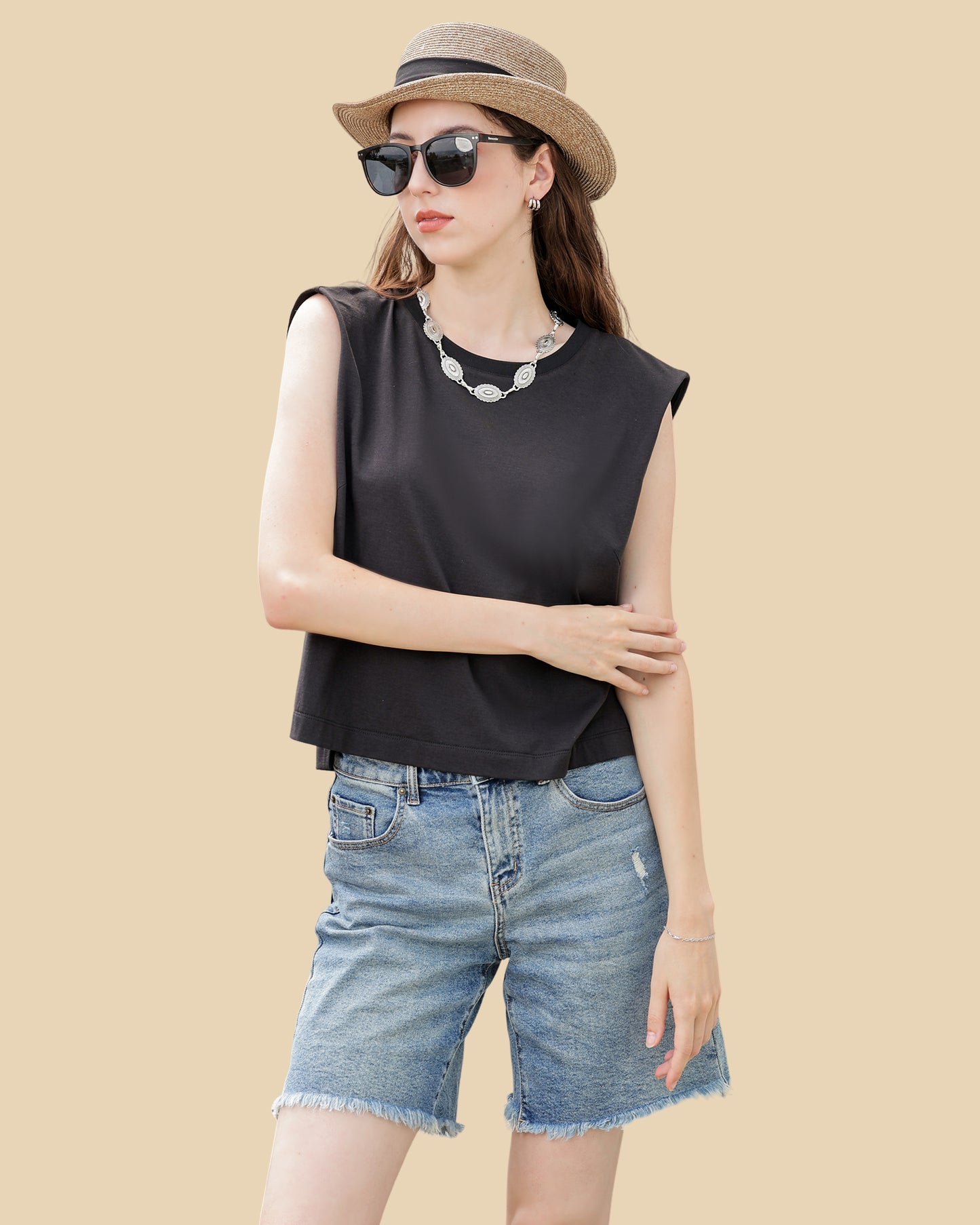 Silk-Cotton Blend Ribbed Knit Tee – Matte Finish