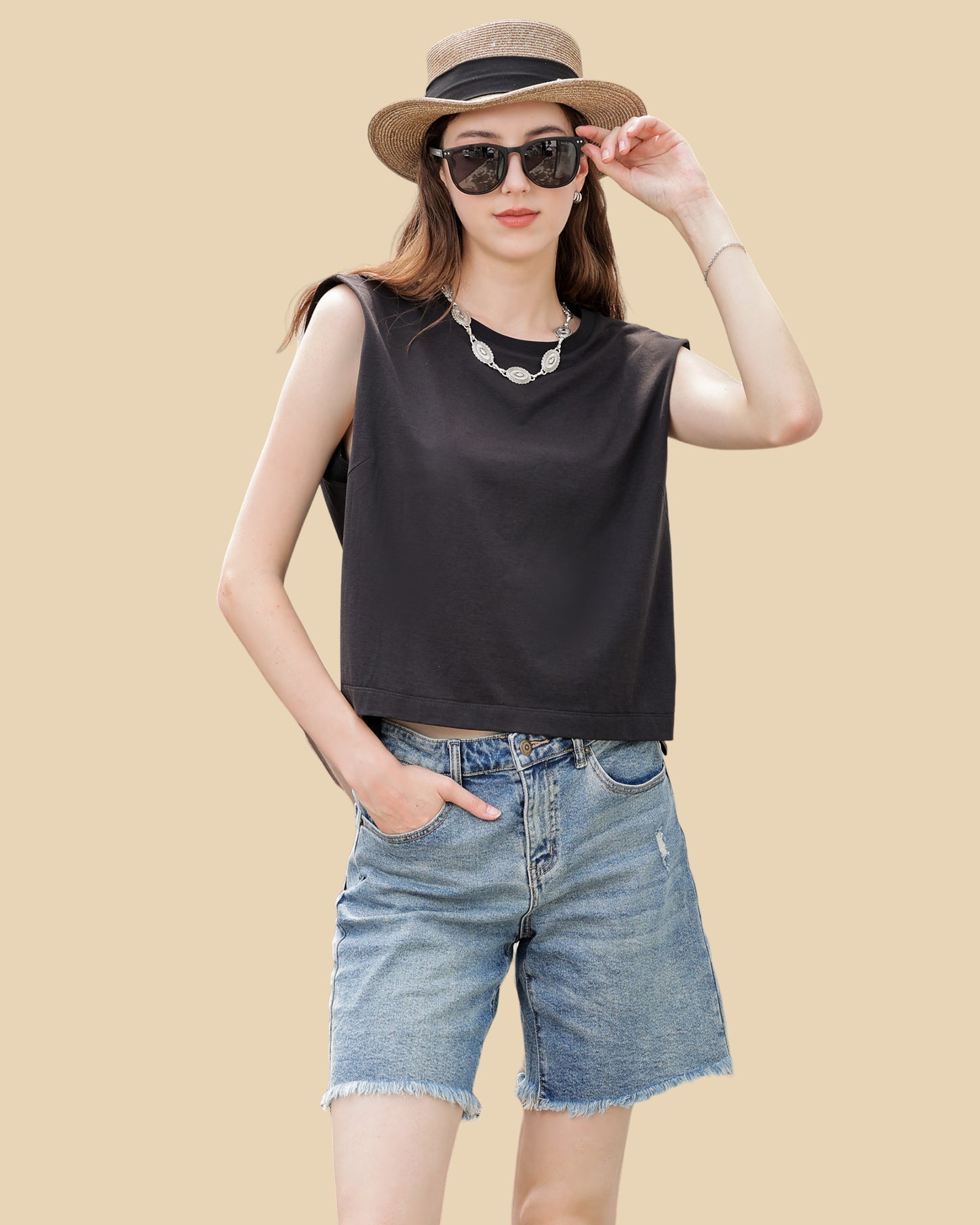 Silk-Cotton Blend Ribbed Knit Tee – Matte Finish