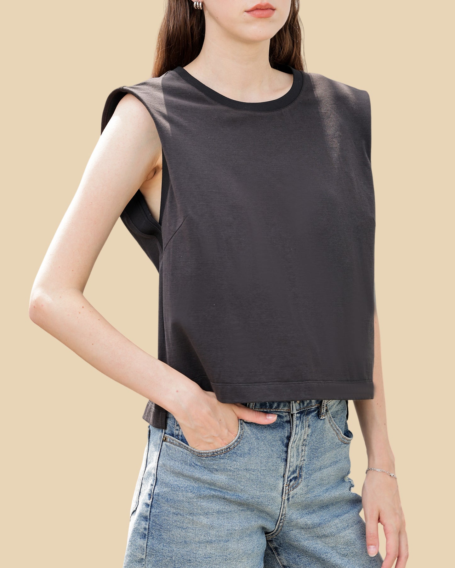 Silk-Cotton Blend Ribbed Knit Tee – Matte Finish
