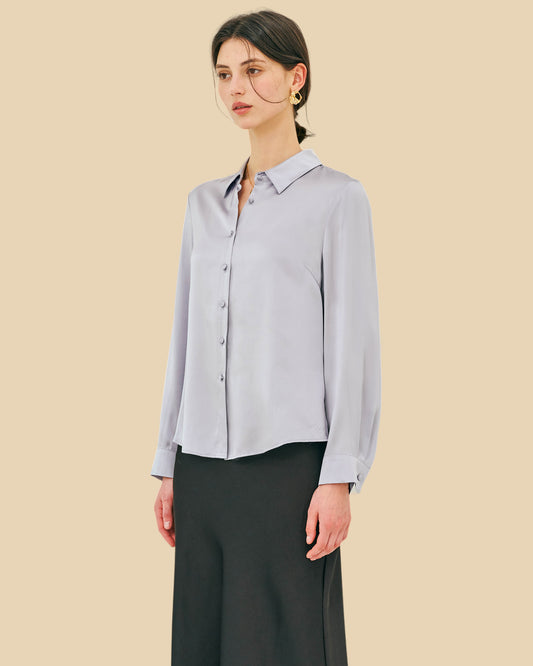 Silk Classic Shirt in Refined Lilac