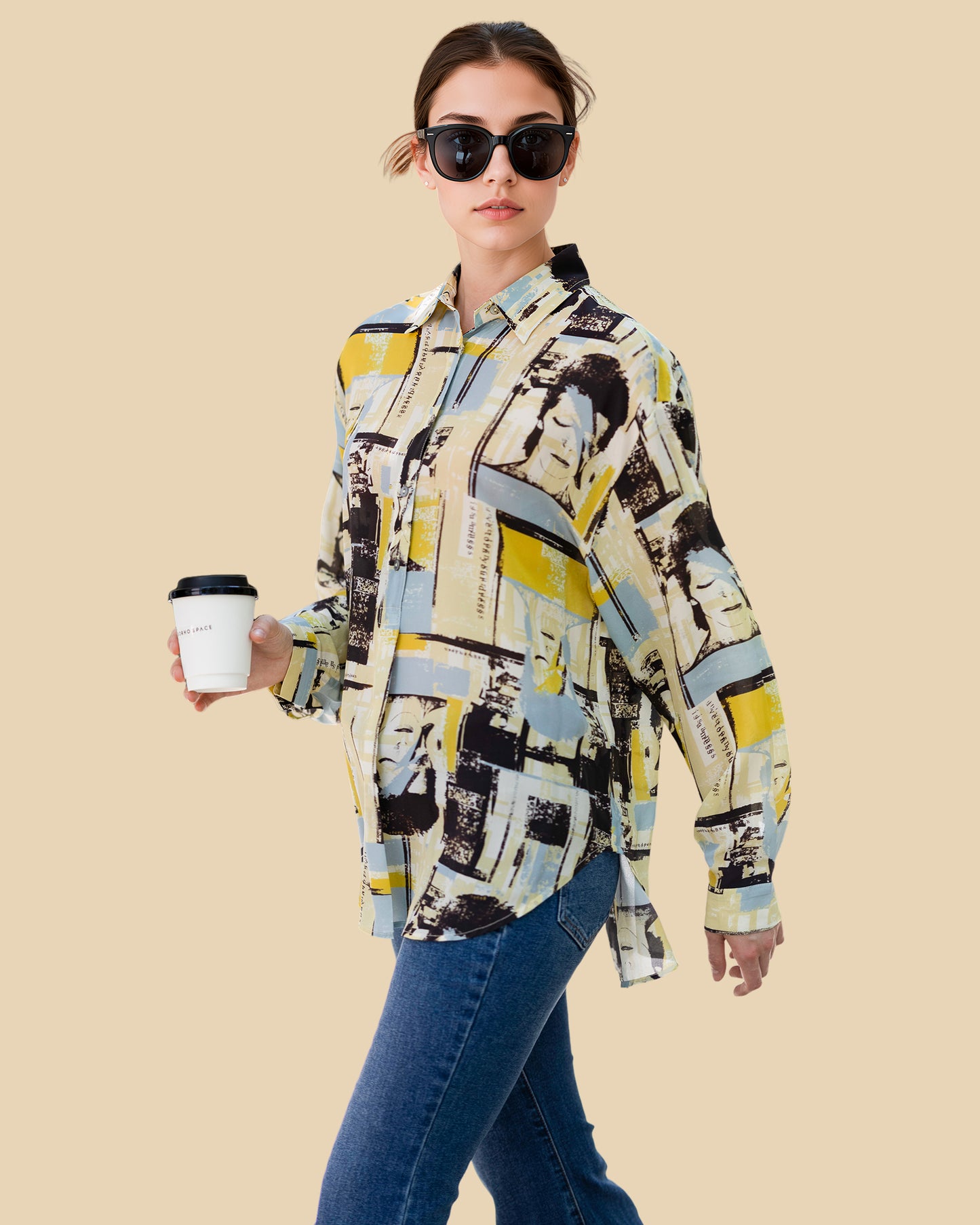 Abstract Silk Shirt with Deconstructed Colorplay