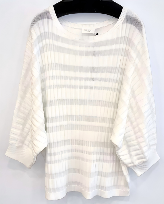 WOMEN'S KNITTED PULLOVER IN CREW NECK, 3/4 SLEEVE